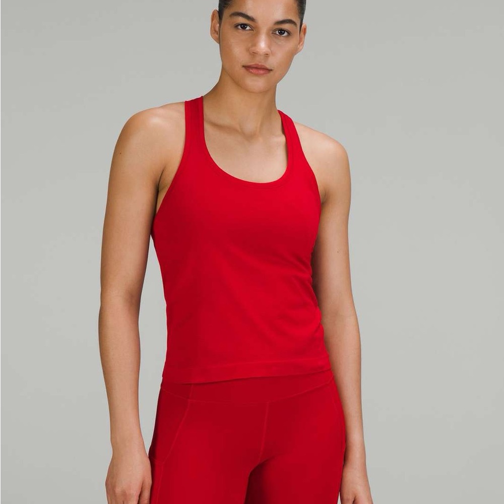 LULULEMON SWIFTLY TECH TANK TOP (race length) IN RED